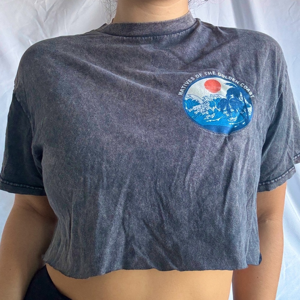 Natives of the Golden Coast Grey Graphic Crop Tee